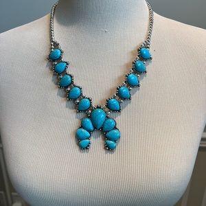 “NEW” Turquoise and Silver Horn Necklace